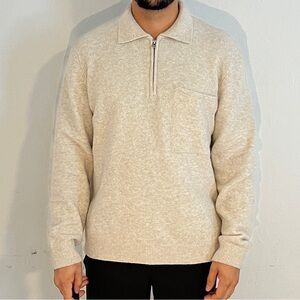 H&M Men's Beige Zip-Up Sweater